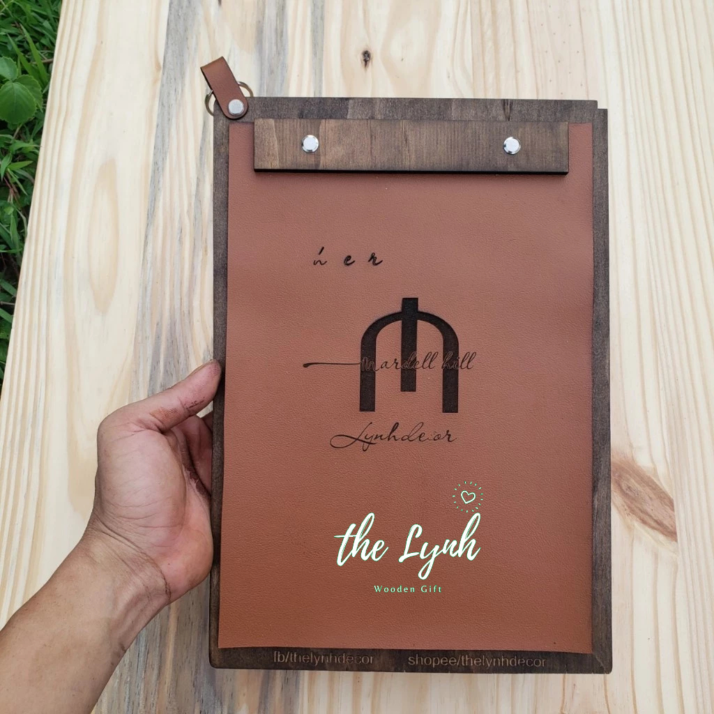 Menu gỗ da các size  - Miễn phí Khắc LOGO Quán cafe, Nhà hàng