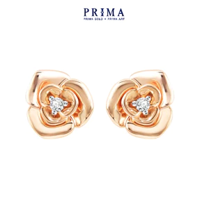 PRIMA Bông tai  Vàng 9K - Kim cương - Hoa hồng - BST Rosanna - 991E1629