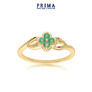 PRIMA Nhẫn  Vàng 9K - Đính Đá Emerald - BST LUCKY FLOWER - 135R2048-01