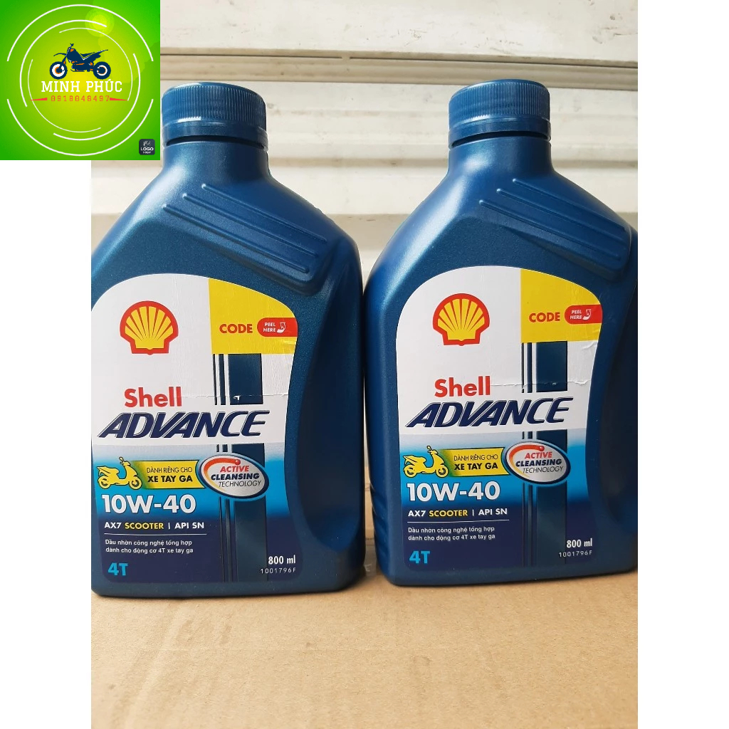 Combo 2 chai Dầu nhớt xe tay ga SHELL ADVANCE AX7 SCOOTER 10W40 800ml ...