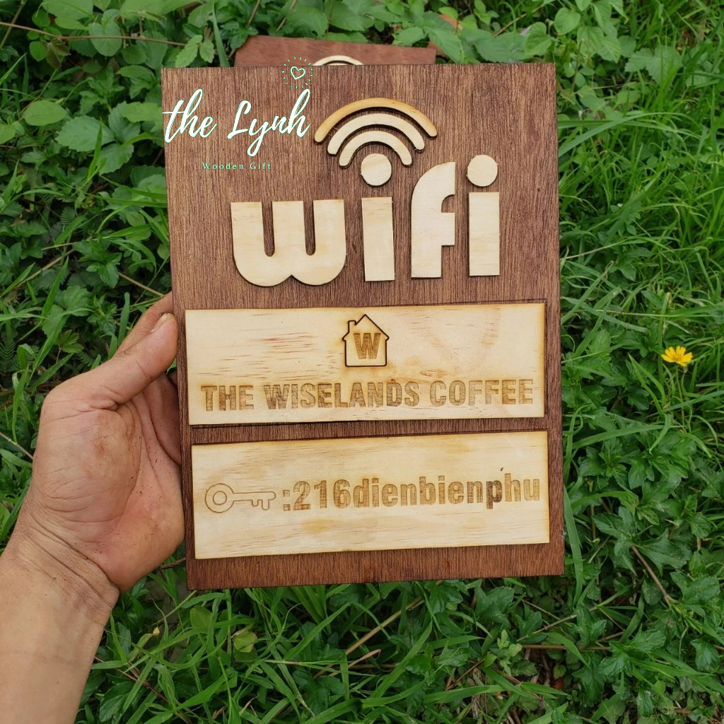 Bảng gỗ wifi 20*26cm FREE KHẮC THEO YÊU CẦU