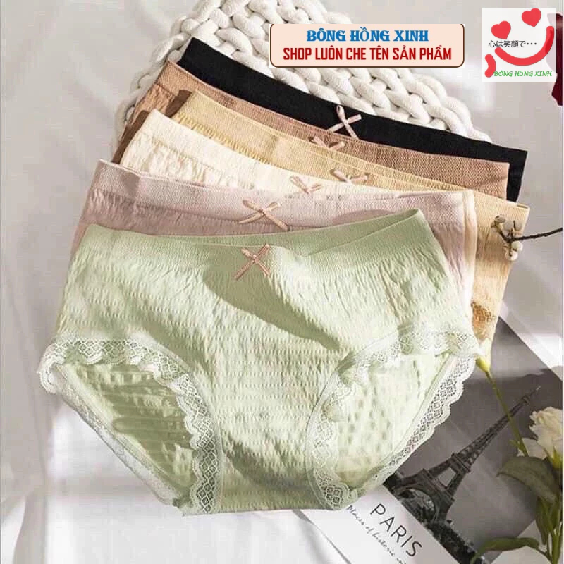 COMBO 10 Quần (5 quần) Lót Nữ Cotton Dệt Kim - Quần Chip Nữ kháng khuẩn thoáng mát đính nơ xinh