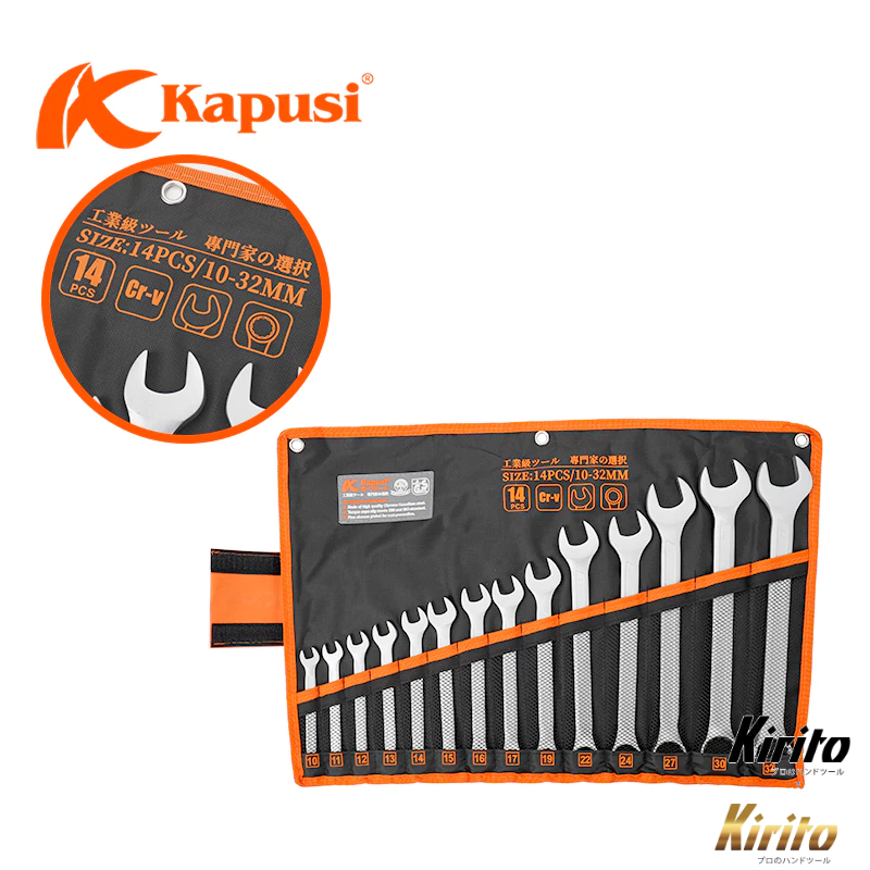 Bộ cờ lê vòng miệng hãng Kapusi tools Nhật Bản 14 chi tiết từ 10-32mm hoặc 8-24mm