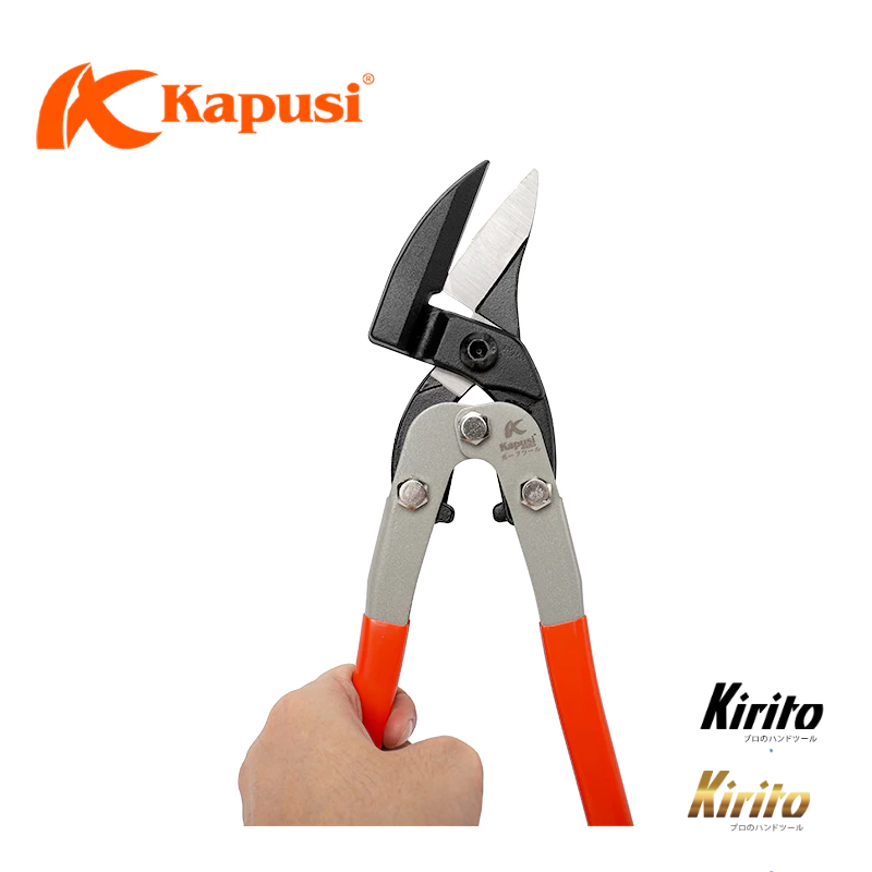 Kéo Cắt Tôn Mỏ Nghiêng 45 Độ Kapusi K0077 10 Inch Chính Hãng, Lưỡi Thép CR-V Cắt Tôn Sắc Bén