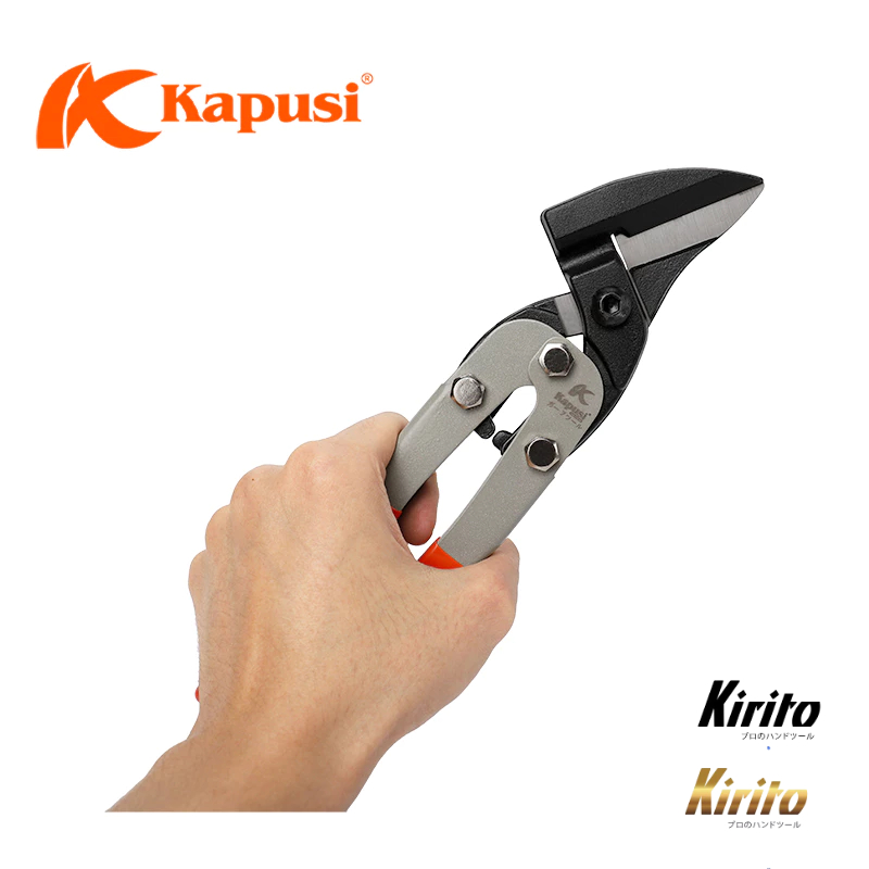 Kéo Cắt Tôn Mỏ Nghiêng 45 Độ Kapusi K0077 10 Inch Chính Hãng, Lưỡi Thép CR-V Cắt Tôn Sắc Bén