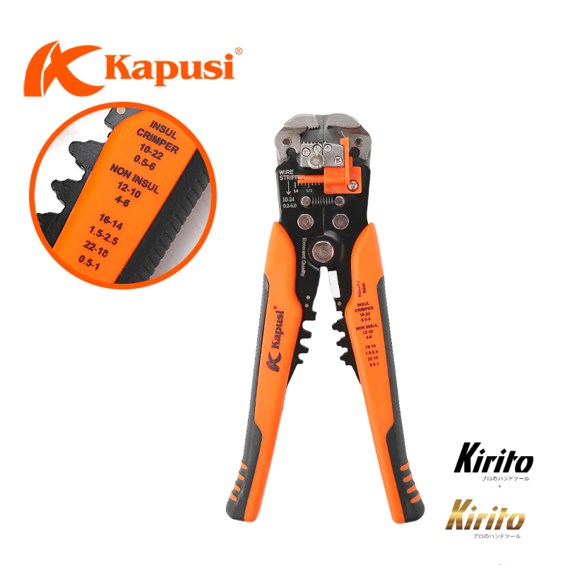 Kìm Tuốt Dây Điện Tự Động Kapusi 8 Inch 200mm K0339 - Kìm Bấm Cos, Cắt Dây Điện Đa Năng Công Nghiệp