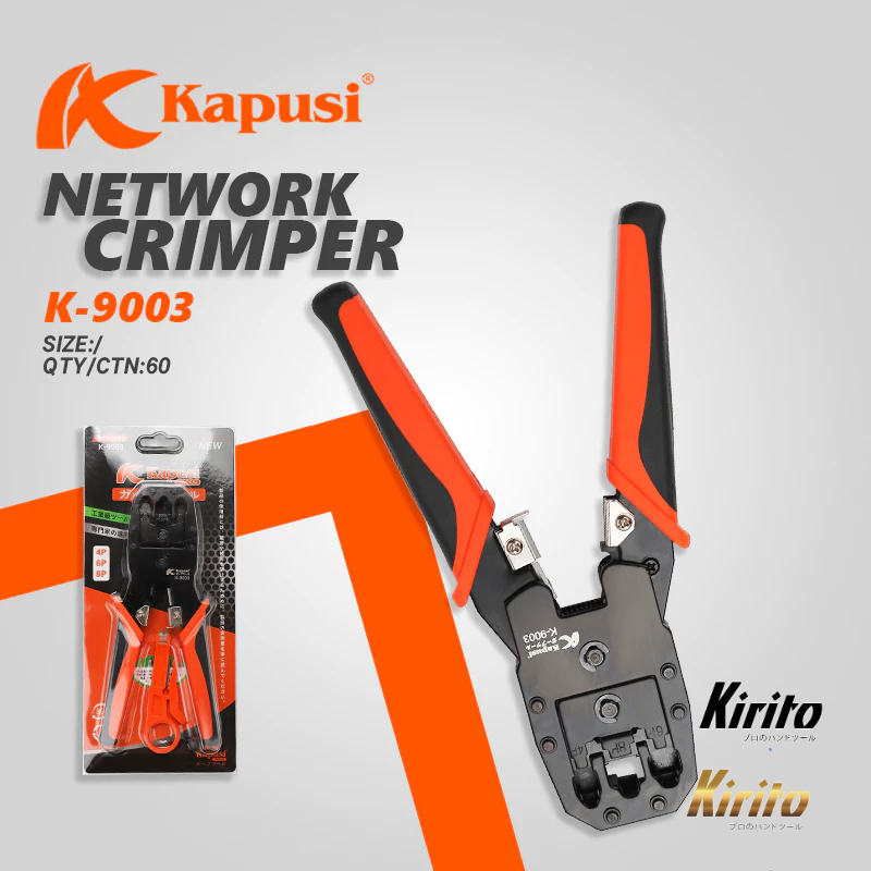 Kềm bấm đầu mạng internet hãng Kapusi Japan, 3 đầu tích hợp 4P, 6P, 8P