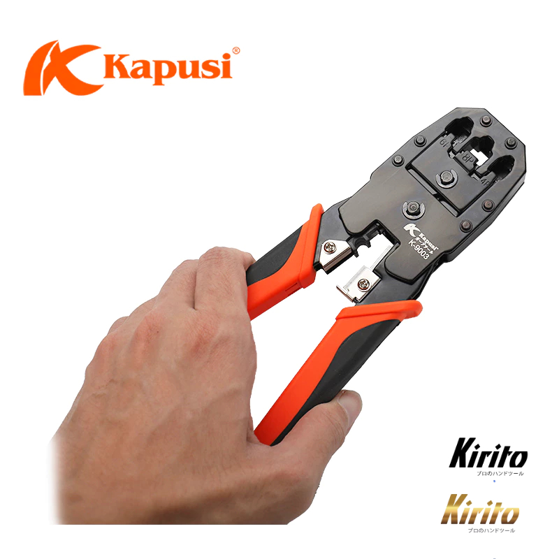 Kềm bấm đầu mạng internet hãng Kapusi Japan, 3 đầu tích hợp 4P, 6P, 8P