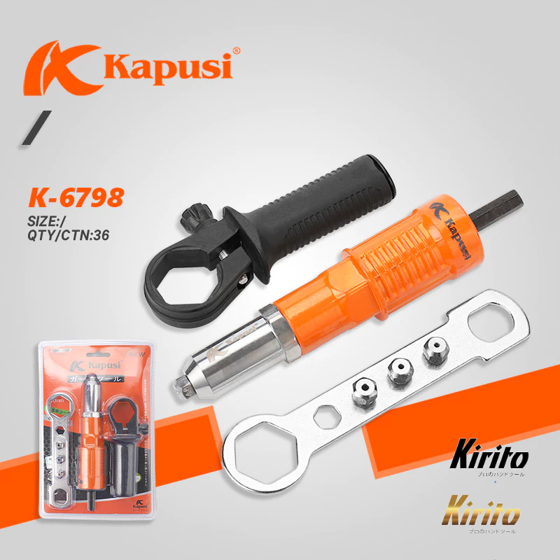 Đầu rút đinh tán nhôm Rive gắn máy khoan Kapusi Japan - Đầu kít rút đinh rive k6798