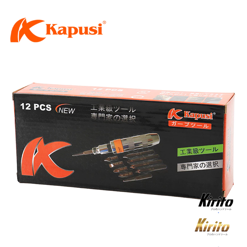 Bộ Tô Vít Đóng Đảo Chiều Kapusi 12 Chi Tiết, Bộ Đầu Tua Vít Đa Năng Thép S2 Chống Gỉ K7194