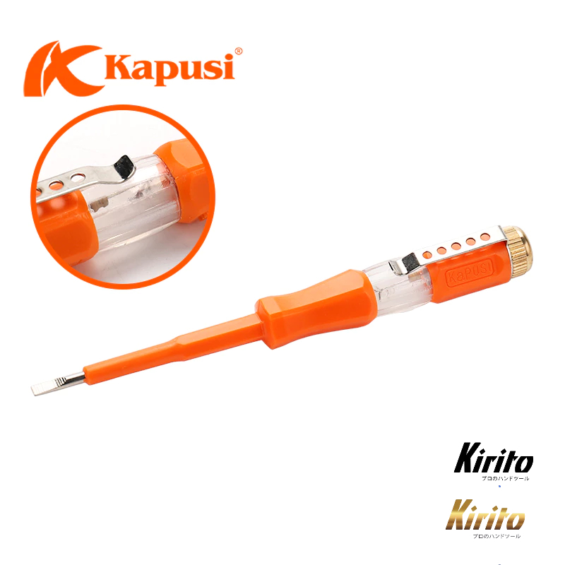 Bút Thử Điện Thân Cam Kapusi Cao Cấp 500V Chính Hãng – Dò Điện Chính Xác, Nhựa Cách Điện An Toàn, Chống Cháy