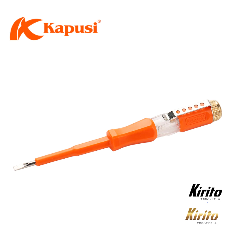 Bút Thử Điện Thân Cam Kapusi Cao Cấp 500V Chính Hãng – Dò Điện Chính Xác, Nhựa Cách Điện An Toàn, Chống Cháy