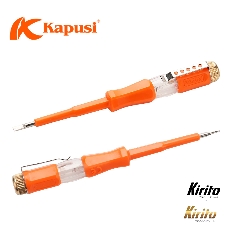 Bút Thử Điện Thân Cam Kapusi Cao Cấp 500V Chính Hãng – Dò Điện Chính Xác, Nhựa Cách Điện An Toàn, Chống Cháy