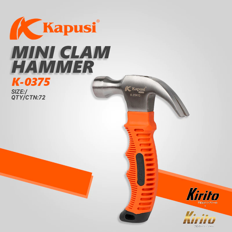 Búa nhổ đinh sừng dê KAPUSI Nhật Bản dạng lùn chiều dài 15cm, đầu búa nặng 250gr - BÚA CÁN NGẮN