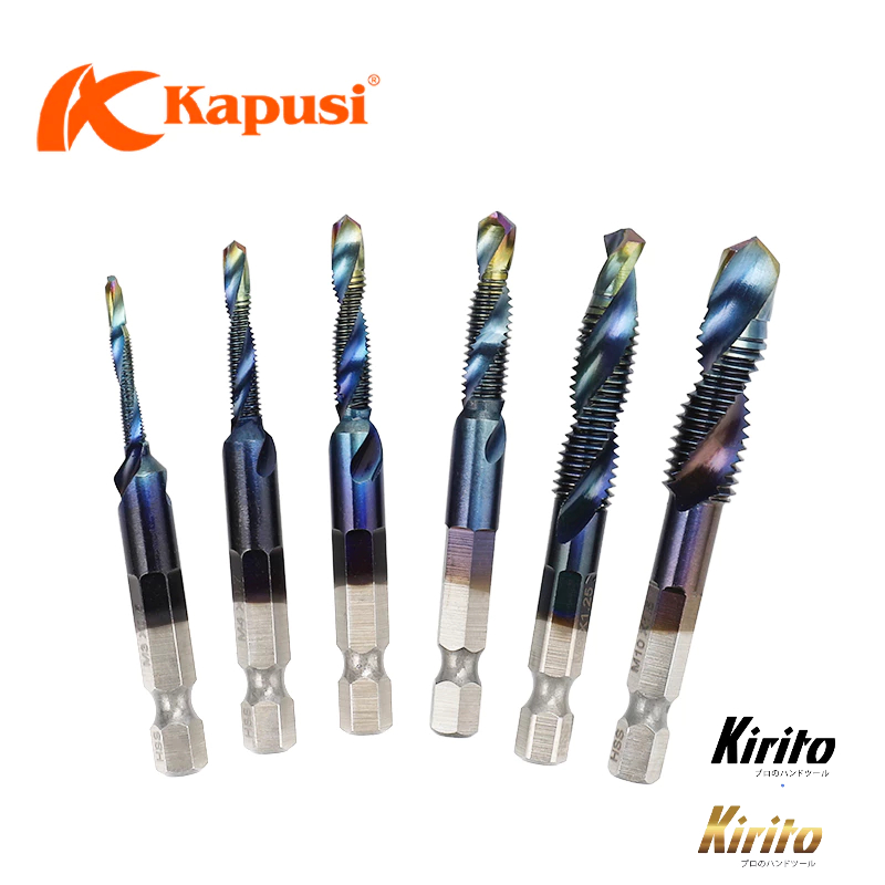 Bộ 6 mũi khoan Taro ren KAPUSI Japan, cỡ từ M3-M10 thép cao cấp HSS