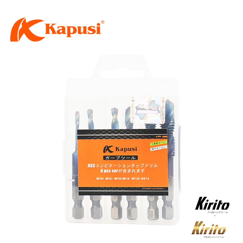 Bộ 6 mũi khoan Taro ren KAPUSI Japan, cỡ từ M3-M10 thép cao cấp HSS