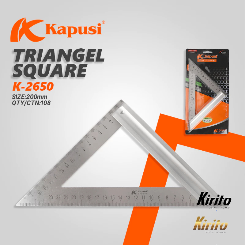 Thước ke góc vuông nhôm Kapusi Nhật Bản 30cm thiết kế nivo, nhôm trắng chống gỉ k2648