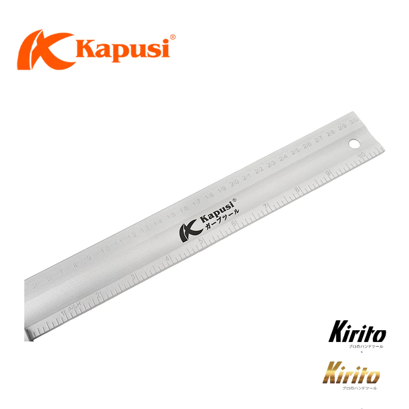 Thước ke góc vuông nhôm Kapusi Nhật Bản 30cm thiết kế nivo, nhôm trắng chống gỉ k2648