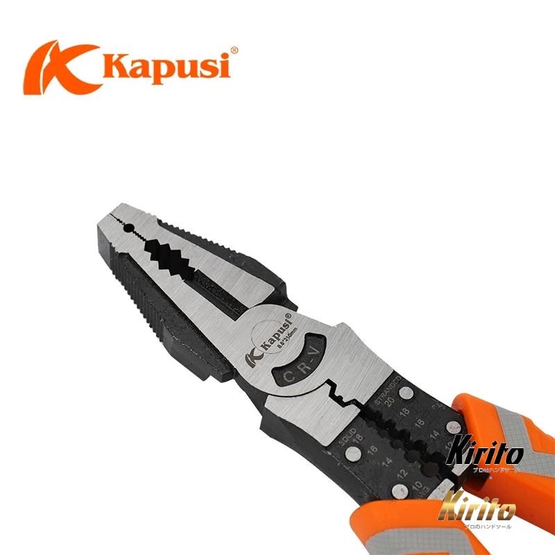 Kìm điện đa năng 8.5inch 215mm KAPUSI Japan, thép CR-V độ cứng cao lưỡi kìm sắc bén k8070