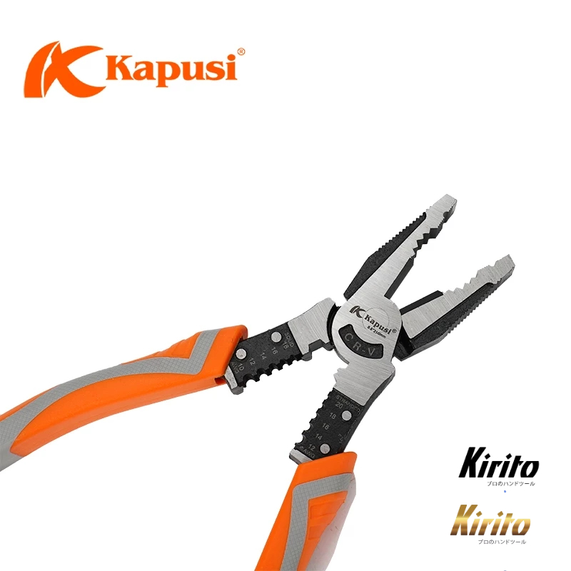 Kìm điện đa năng 8.5inch 215mm KAPUSI Japan, thép CR-V độ cứng cao lưỡi kìm sắc bén k8070