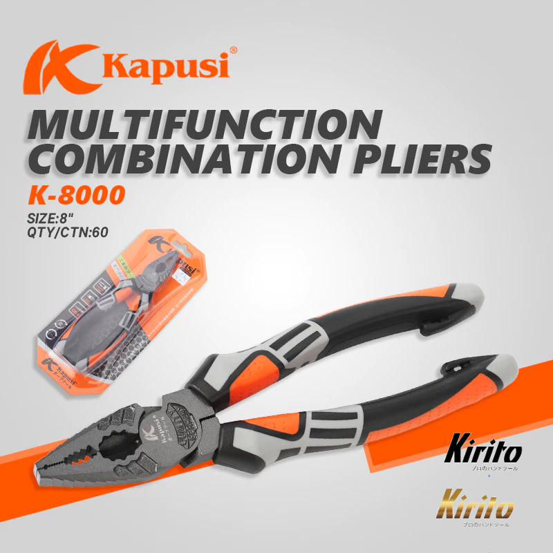 Kìm điện Nhật Kapusi cao cấp kiểu đức thép CRV cao cấp, trợ lực 30% k8000