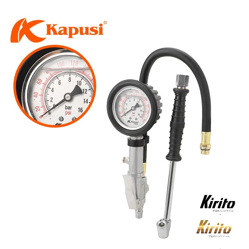 Đầu bơm xe ô tô - xe máy -đồng hồ đo lốp xe Nhật Kapusi