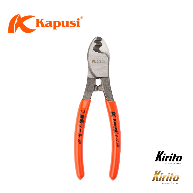 Kìm Cắt Dây Cáp Điện Kapusi Nhật Bản K-8180 6 Inch - 8 Inch - 10 Inch, Lưỡi Thép Siêu Cứng