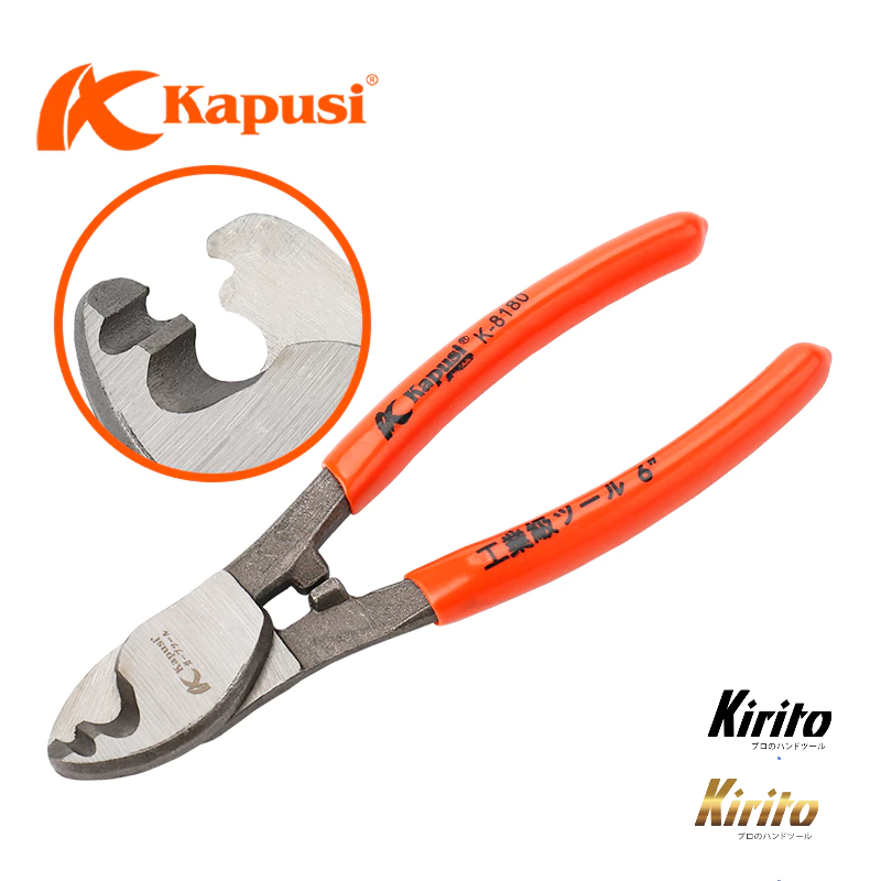 Kìm Cắt Dây Cáp Điện Kapusi Nhật Bản K-8180 6 Inch - 8 Inch - 10 Inch, Lưỡi Thép Siêu Cứng
