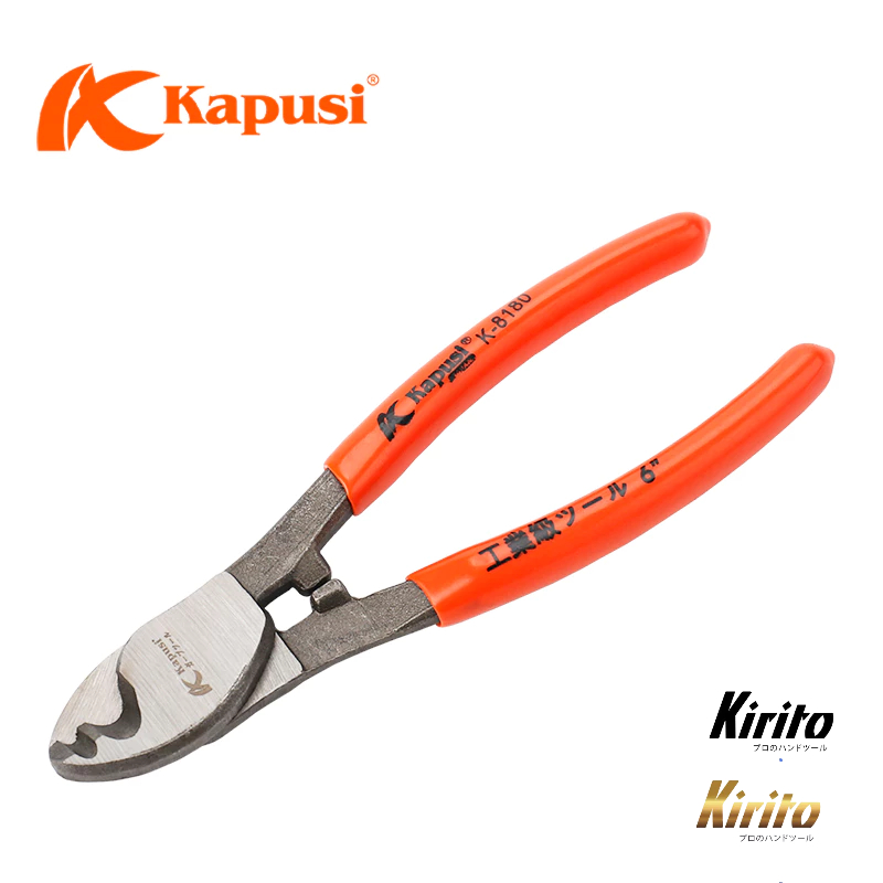 Kìm Cắt Dây Cáp Điện Kapusi Nhật Bản K-8180 6 Inch - 8 Inch - 10 Inch, Lưỡi Thép Siêu Cứng