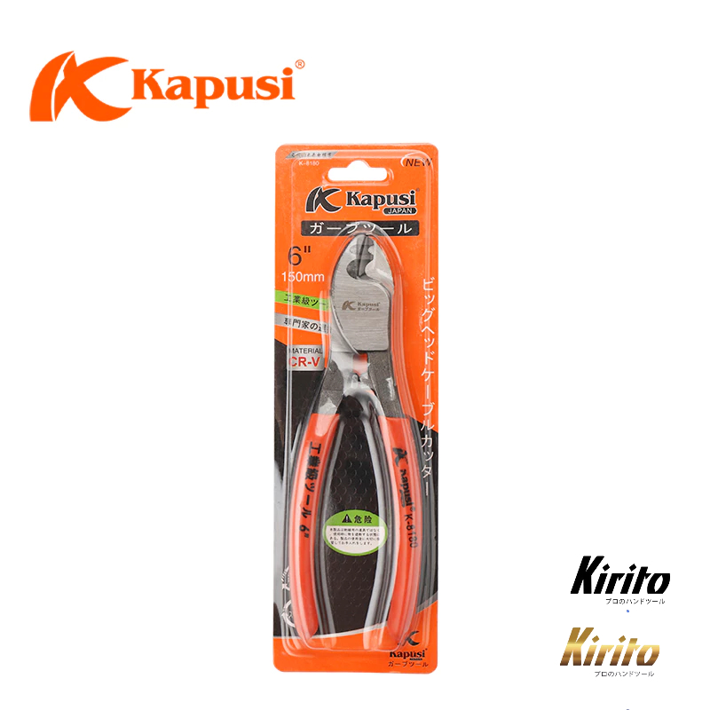 Kìm Cắt Dây Cáp Điện Kapusi Nhật Bản K-8180 6 Inch - 8 Inch - 10 Inch, Lưỡi Thép Siêu Cứng