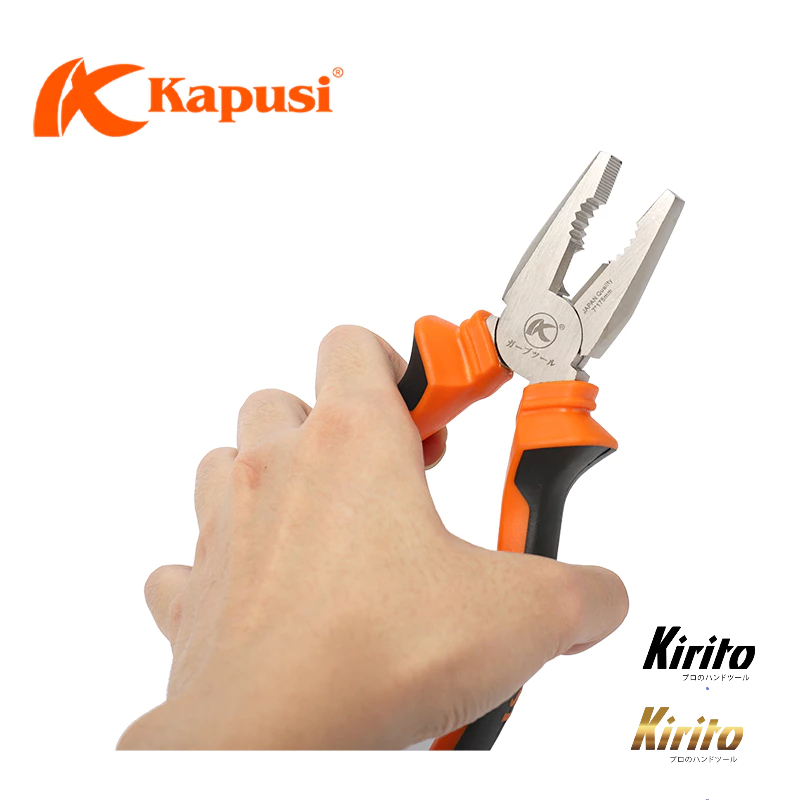 Kìm Điện Kapusi Japan 7 Inch K8022 Chính Hãng, Thép CR-V Mạ Niken Chống Gỉ, Kìm Điện Chịu Lực
