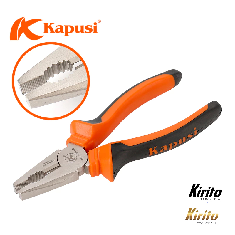 Kìm Điện Kapusi Japan 7 Inch K8022 Chính Hãng, Thép CR-V Mạ Niken Chống Gỉ, Kìm Điện Chịu Lực