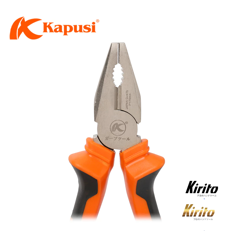 Kìm Điện Kapusi Japan 7 Inch K8022 Chính Hãng, Thép CR-V Mạ Niken Chống Gỉ, Kìm Điện Chịu Lực