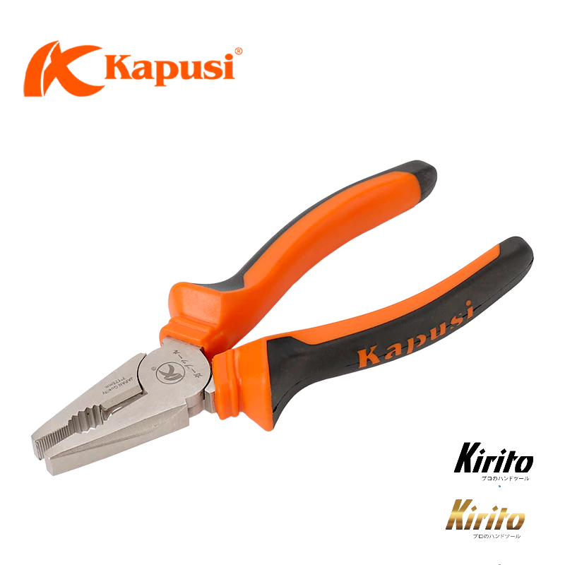 Kìm Điện Kapusi Japan 7 Inch K8022 Chính Hãng, Thép CR-V Mạ Niken Chống Gỉ, Kìm Điện Chịu Lực