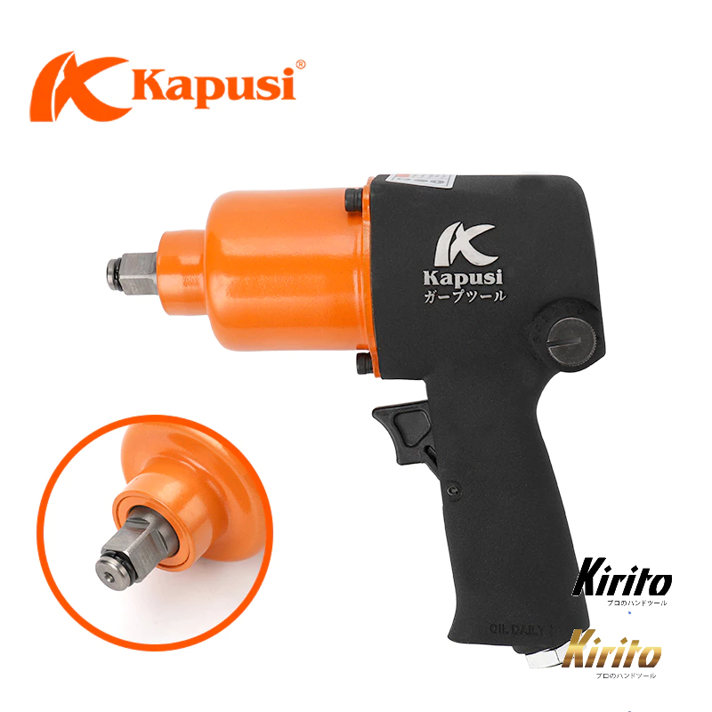 Máy Siết Bulông Dùng Hơi Kapusi K1416 2 Búa, Lực Siết 660N.m Chuyên Sửa Chữa Ô Tô Xe Máy - Hộp Đen