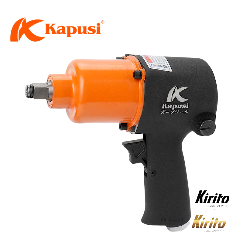 Máy Siết Bulông Dùng Hơi Kapusi K1416 2 Búa, Lực Siết 660N.m Chuyên Sửa Chữa Ô Tô Xe Máy - Hộp Đen
