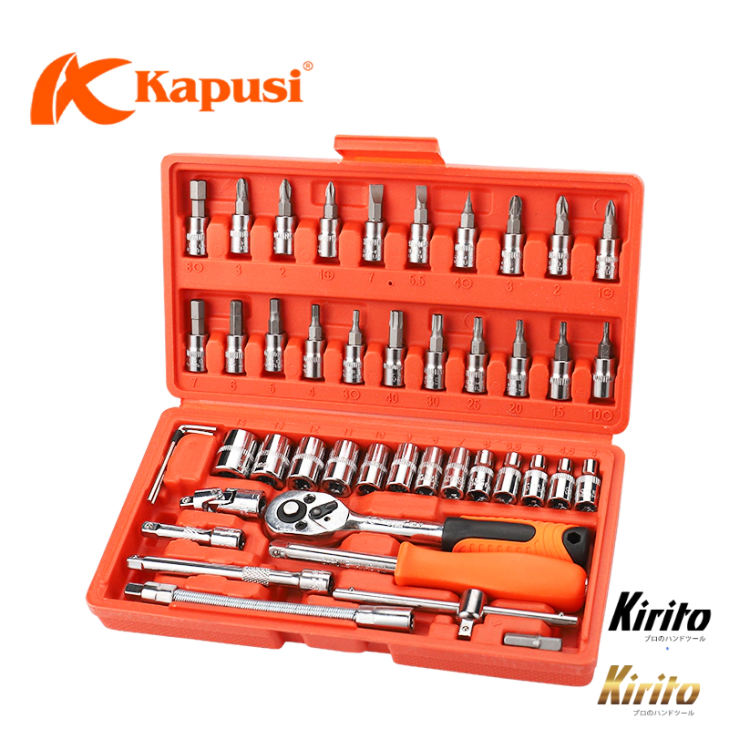 Bộ đồ nghề 46 chi tiết hãng Kapusi Japan hệ 1/4 inch chuyên dụng sửa ô tô xe máy đồ gia dụng