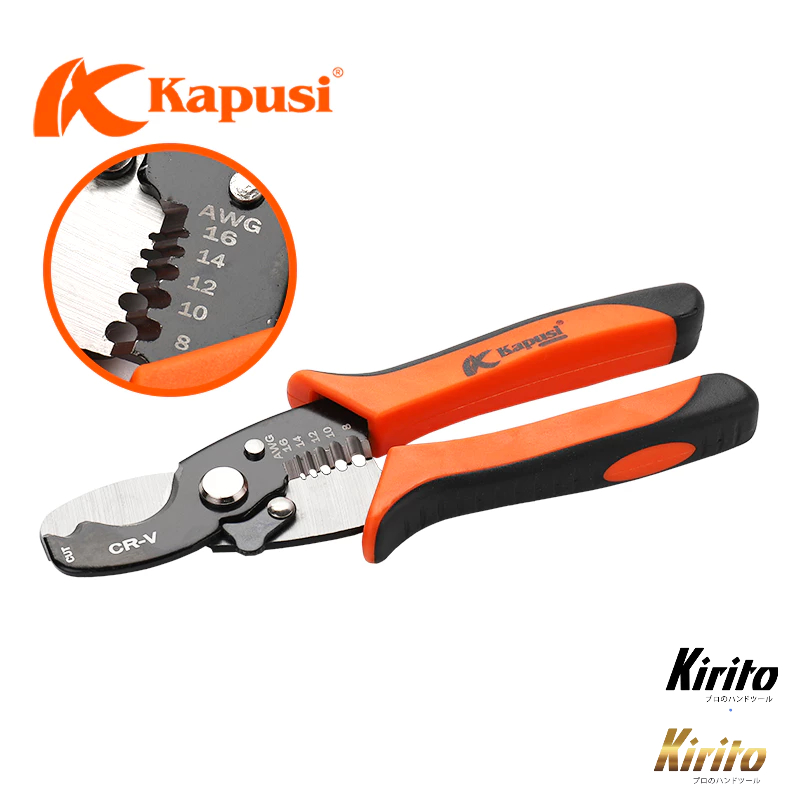 Kìm Cắt Cáp & Tuốt Dây Điện KAPUSI JAPAN K9101 Đa Năng Cắt Cáp 28mm
