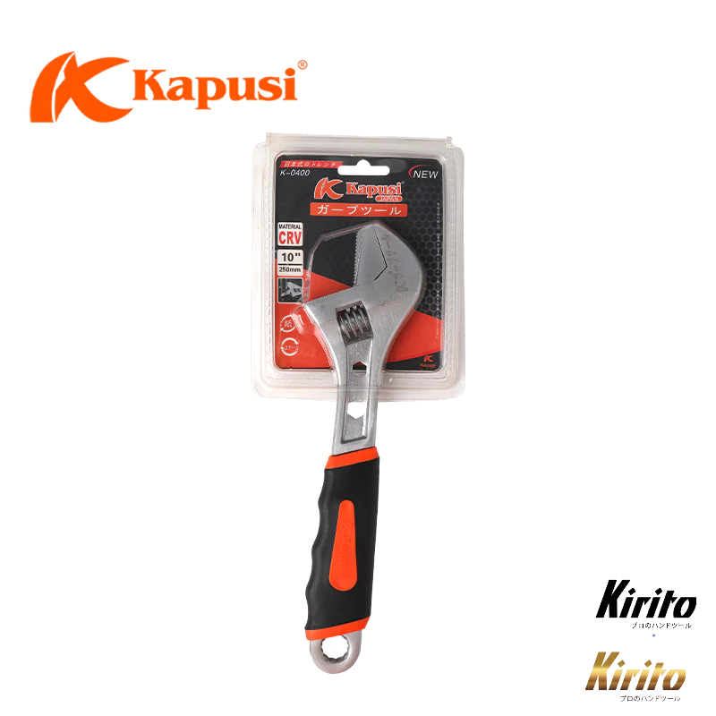 Mỏ lết cán bọc cao su có tích hợp cờ lê Kapusi đa năng văn đai ốc, mở ống nước 8,10,12,15inch