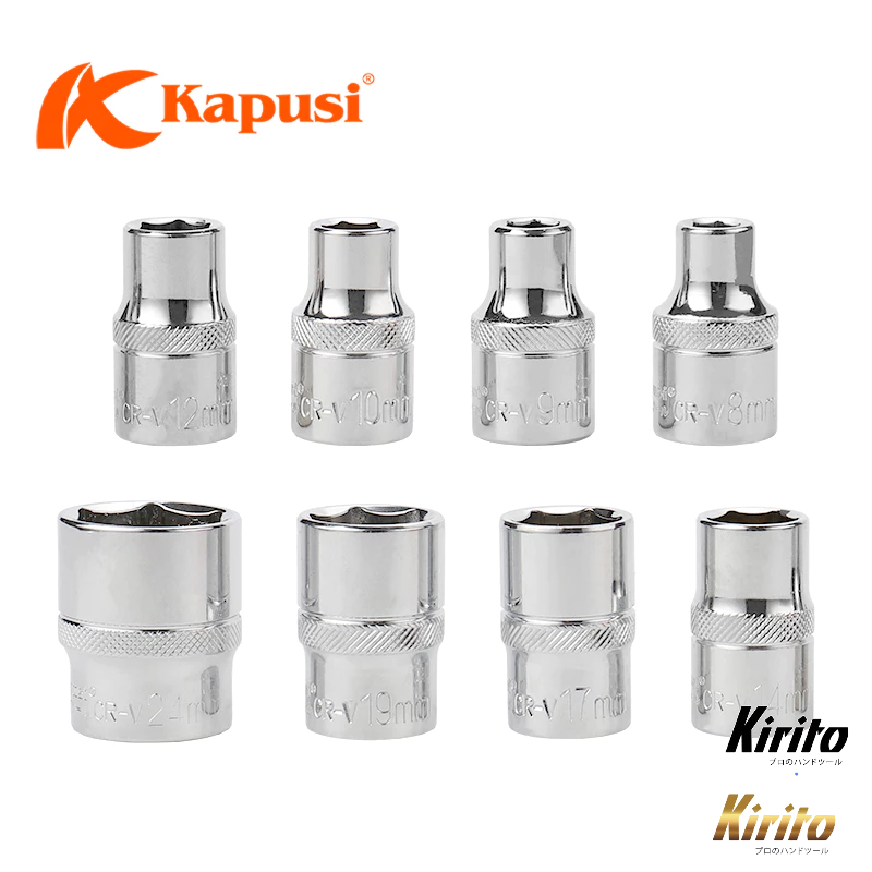 Bộ cần siết chữ L hệ 12 inch kèm 8 đầu tuýp từ 8-24mm hãng Kapusi Nhật bản k9768