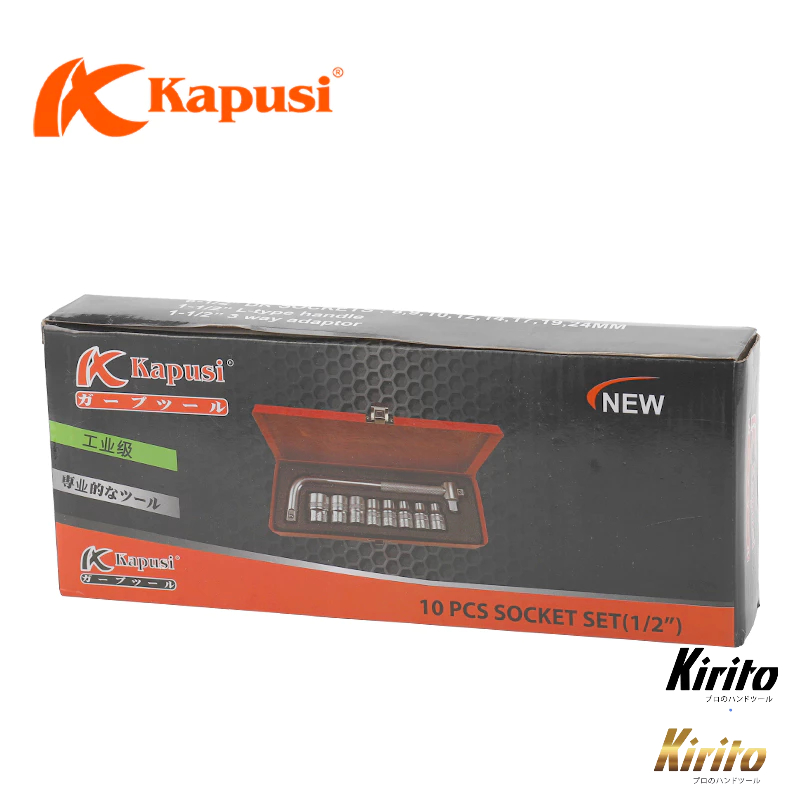 Bộ cần siết chữ L hệ 12 inch kèm 8 đầu tuýp từ 8-24mm hãng Kapusi Nhật bản k9768