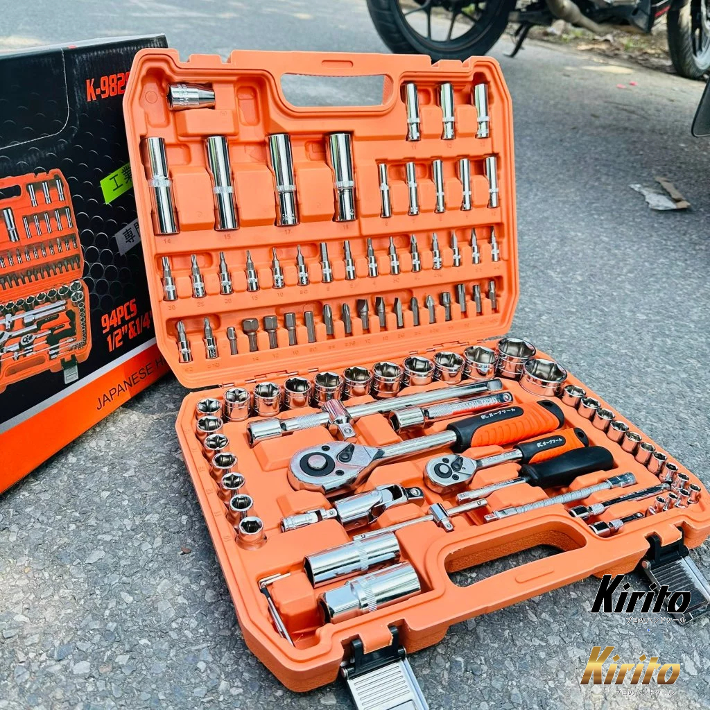 Bộ dụng cụ sửa chữa 94 chi tiết hãng KAPUSI K-9828 hệ 1/2 và 1/4 inch, thép Cr-v