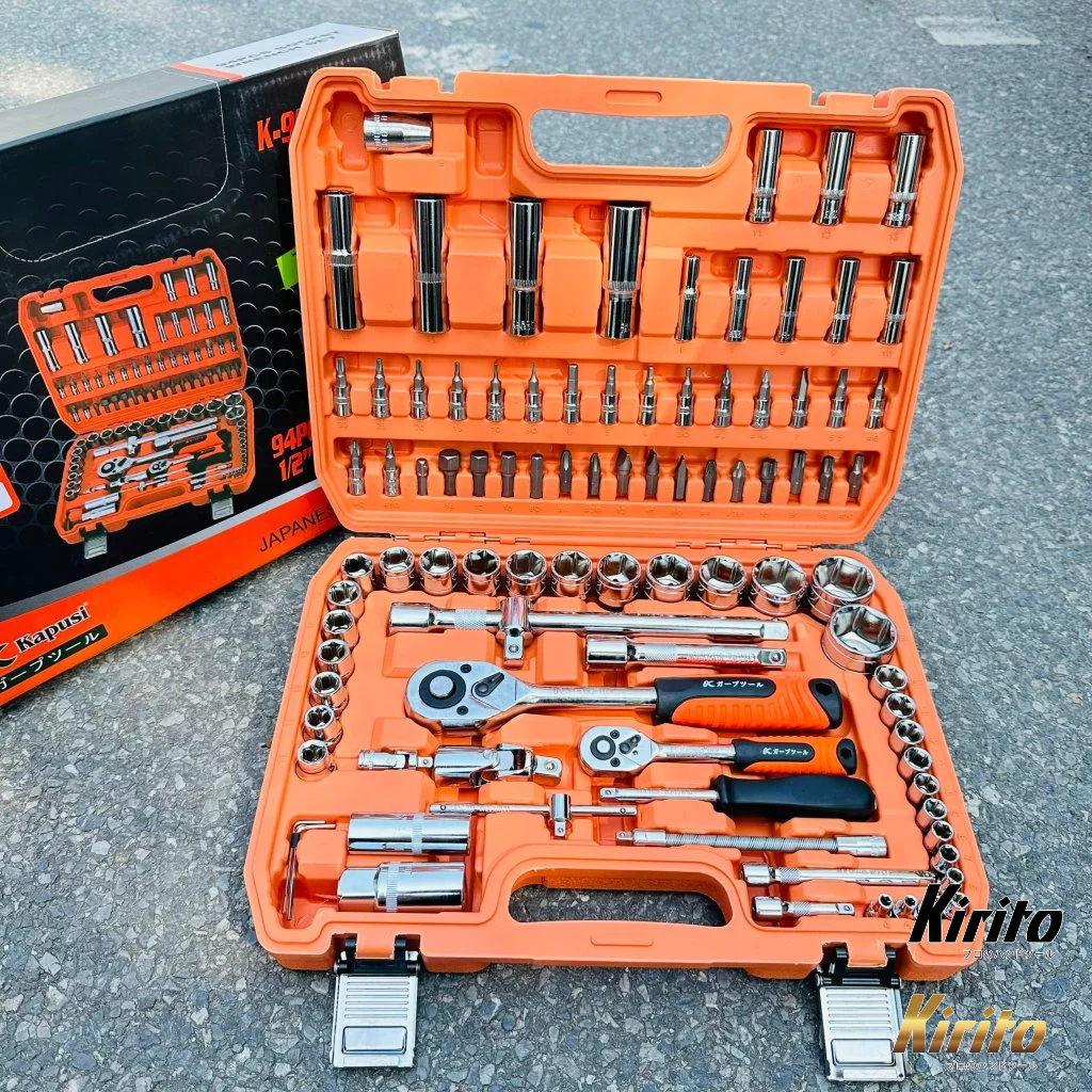 Bộ dụng cụ sửa chữa 94 chi tiết hãng KAPUSI K-9828 hệ 1/2 và 1/4 inch, thép Cr-v