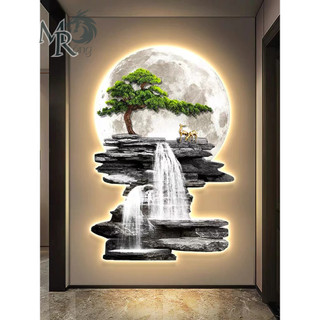 (H9)(HÀNG LOẠI 1)Tranh Phong Cảnh Non Bộ Tích Hợp Đèn Led Có Điều Khiển Từ Xa, Tranh Trang Trí Nhà Cửa