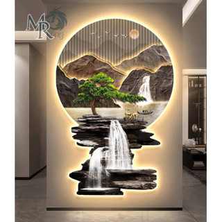 (H9)(HÀNG LOẠI 1)Tranh Phong Cảnh Non Bộ Tích Hợp Đèn Led Có Điều Khiển Từ Xa, Tranh Trang Trí Nhà Cửa
