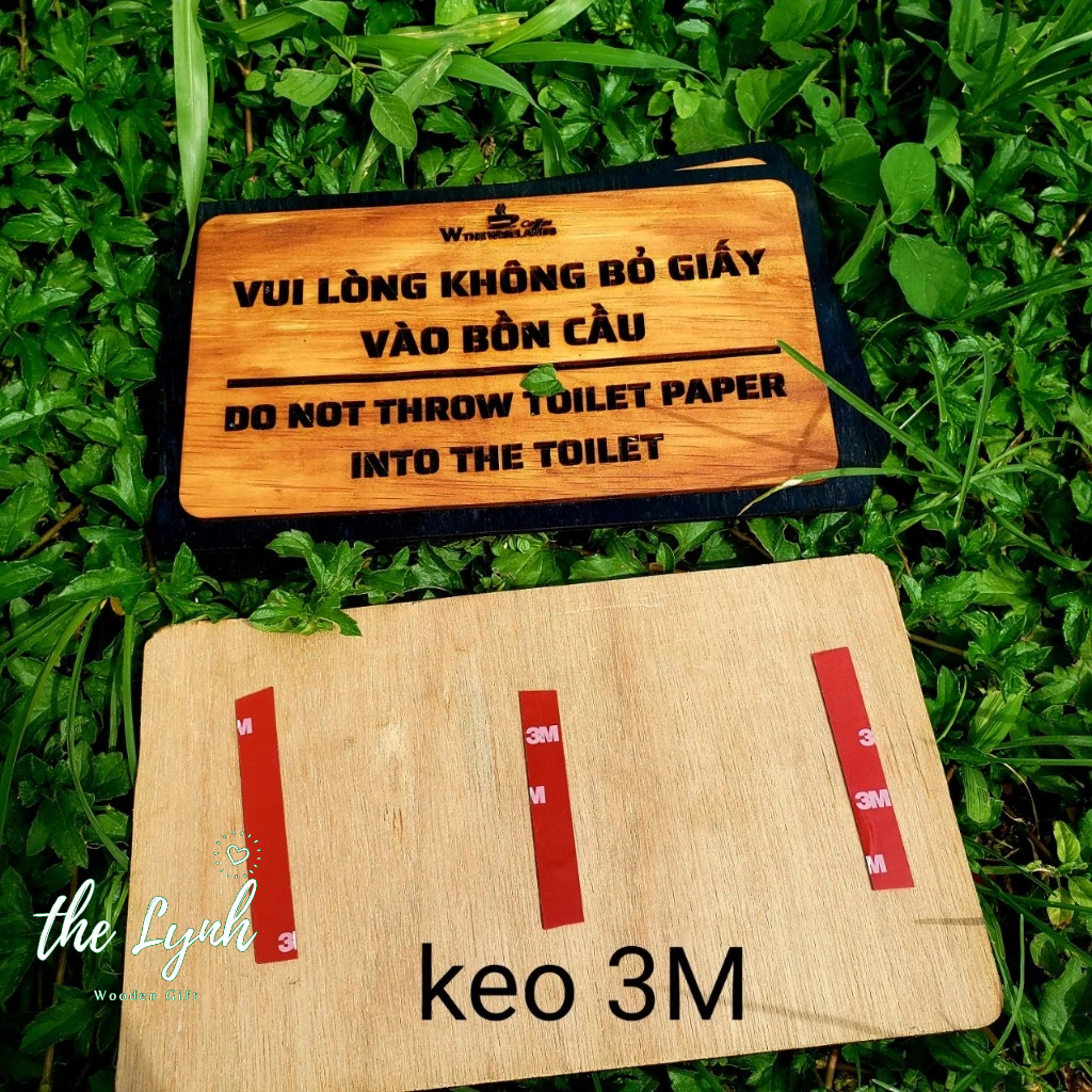Bảng thông báo '' Vui Lòng Không Bỏ Giấy Vào Bồn Cầu '' - FREE KHẮC CẮT TÊN THEO YÊU CẦU