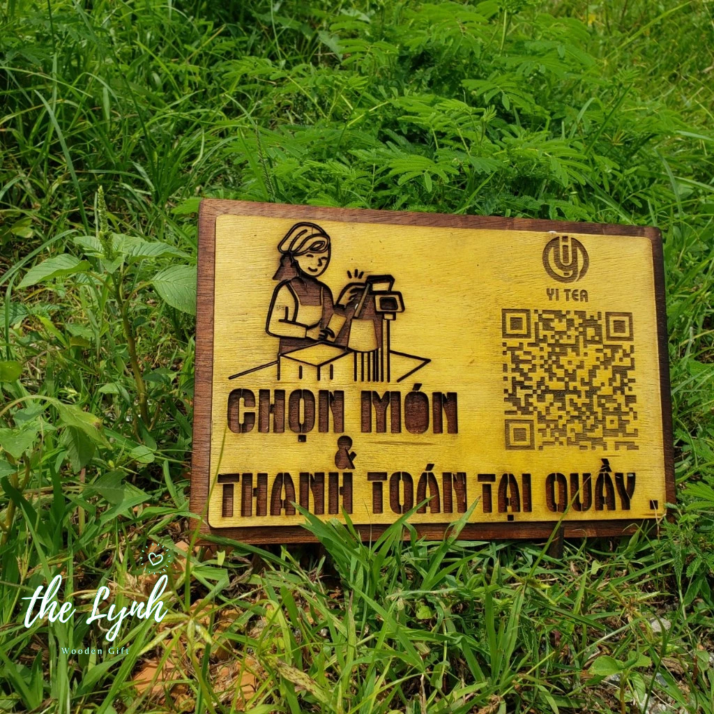 Bảng Gọi món và thanh toán tại quầy - Free Khắc QR,tên quán