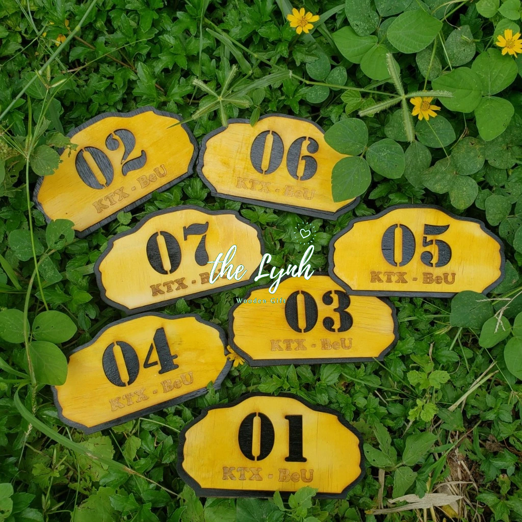Bảng, biển số phòng khách sạn gỗ - FREE LOGO THEO YÊU CẦU