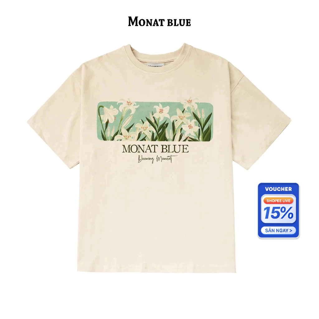 [ĐỘC QUYỀN LIVESTREAM] MONAT BLUE Tee LILY FLOWER - Áo thun in DTG  Hoa LiLy chất cotton unisex