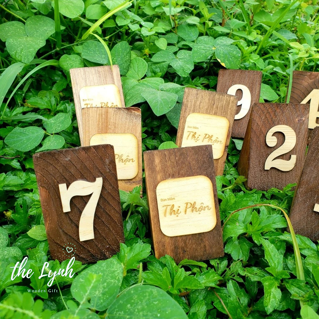Thẻ bàn cafe phê Tam Giác.Thẻ bàn quán cà phê,Thẻ bàn gỗ decor FREE LOGO